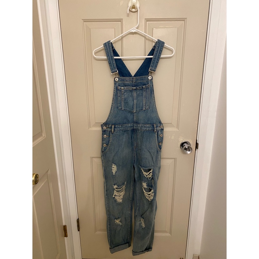 Distressed Jean Overalls